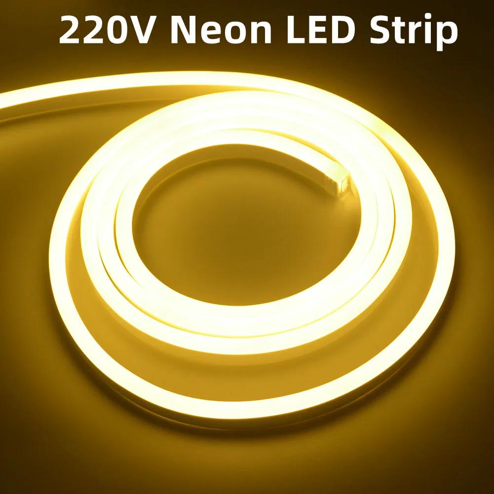 COB LED Ʈ ׿ ,   , ֹ ħ    LED , EU ÷, 120 LEDs/m, 220V